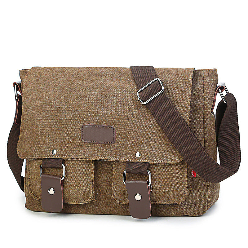 Solid Color Canvas Shoulder Bag Messenger Briefcase