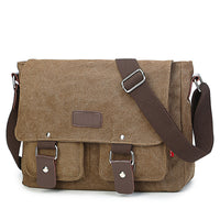 Solid Color Canvas Shoulder Bag Messenger Briefcase