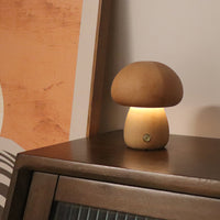 INS Wooden Cute Mushroom LED Night Light With Touch Switch  Bedside Table Lamp