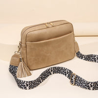 Fashion Leopard Print Shoulder Strap Tassel Crossbody Bag