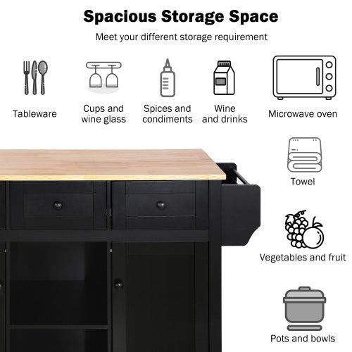 Kitchen Trolley With Rubberwood Folding Leaf Countertops