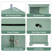 Green Triangular High Cabinet With 3 Drawers And Adjustable Shelves