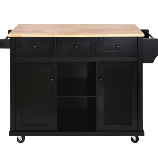 Kitchen Trolley With Rubberwood Folding Leaf Countertops