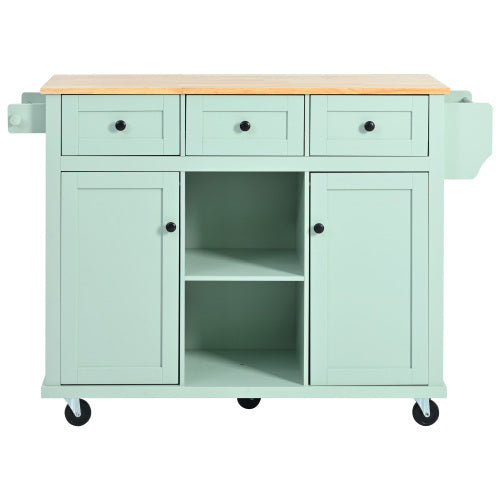 Kitchen Trolley With Rubberwood Folding Leaf Countertops