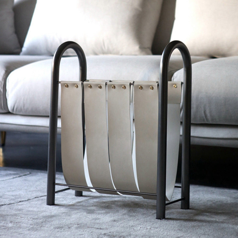 Metal Leather Magazine Rack