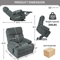 Oversized Power Lift Recliner Chair For Elderly, Electric Fabric Recliner Chair For Seniors, Home Theater Seating,Reclining Sofa Chair With Remote Control,Side Pocket ,Spacious SeatDark Gray