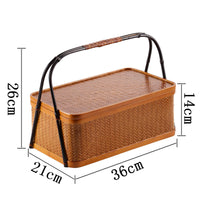 Bamboo Cabas Food Container Double Layer With Lid Rectangular Portable Tea Storage Box