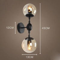 Glass Wall Lamp Iron Double-headed Simple Living Room Study Bedroom Bedside Corridor Aisle Light