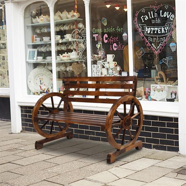 Carbonized Wooden Wheel Bench