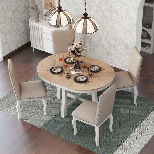 5-piece Farmhouse Wooden Dining Table Set