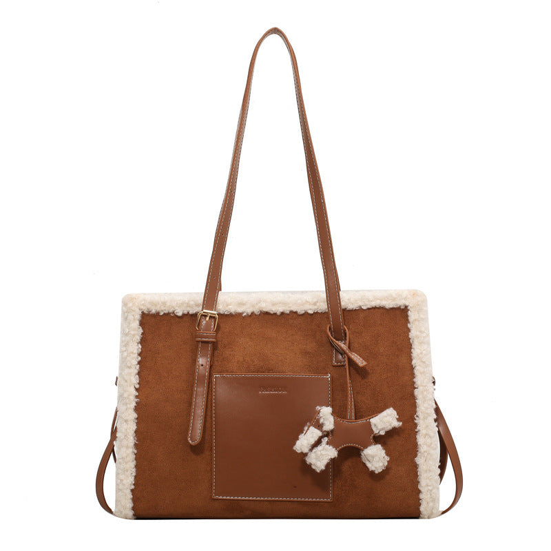 Lamb Fleece Frosted Leather Velvet Bag