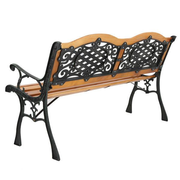 Double Arched Back Iron Wood Bench